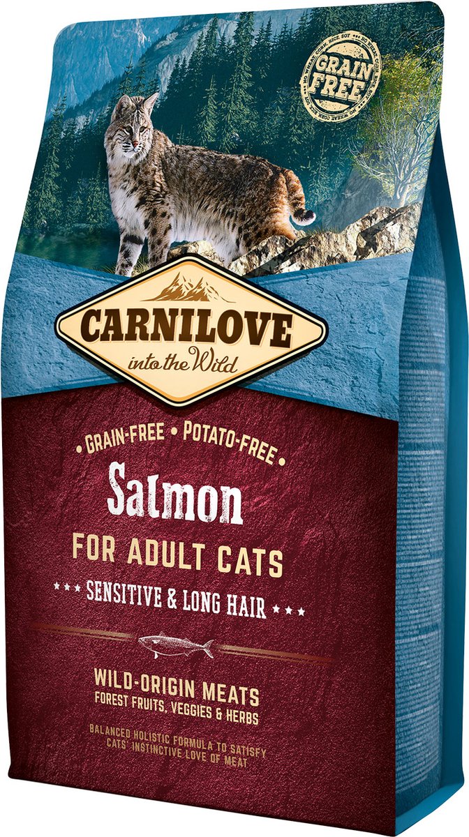 Carnilove granenvrij Zalm Sensitive & Long Hair 6kg