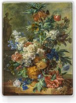 Stilleven met bloemen - Jan van Huysum - 19,5 x 26 cm - Niet van echt te onderscheiden schilderijtje op hout - Mooier dan een print op canvas - Laqueprint.