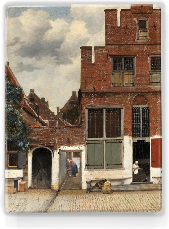 Het straatje - Johannes Vermeer - 19,5 x 26 cm - Niet van echt te onderscheiden schilderijtje op hout - Mooier dan een print op canvas - Laqueprint.