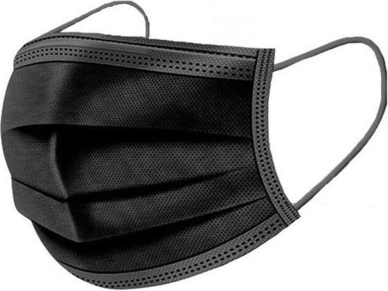 BonBini's® Mondkapjes 50 stuks - 3 laags mondkapjes zwart - Non medical - One Size