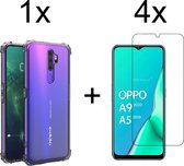 Oppo A5 2020 hoesje shock proof case transparant hoesjes cover hoes - 4x Oppo A5 screenprotector