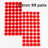 Zelfklevend klittenband - Set van 99 stuks (Totaal 198 stuks) - 10mm in dia - Rood - Klittenbandsluitingen - Vastmaken van spullen met klittenband - Zelfklevende klittenband rondje