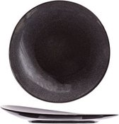 Black Granite - Diner Bord - Zwart - D27cm - Porselein - (set van 6).