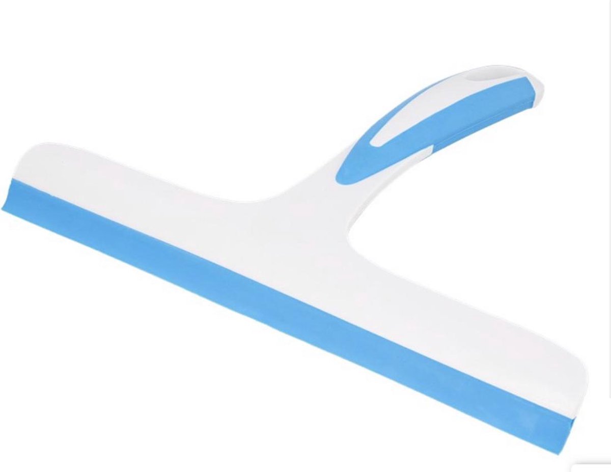 Goedkoopste Douchewisser - Raamtrekker - Ramenlapper - Ruitenwisser - Ophangbaar- Blauw/wit 18 cm