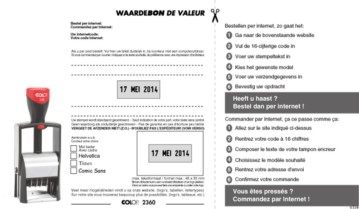Waardebon Stempelplaatje Colop 2360