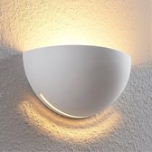 Lindby - Wandlamp - 1licht - gips - H: 14 cm - E14 - wit - Inclusief lichtbron