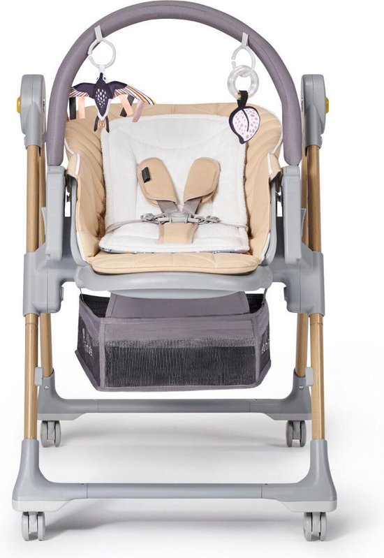 Kinderkraft LASTREE - 2-in-1 Wipstoel en Kinderstoel - 5 Hoogte-instellingen - Inclusief Speeltjes - Makkelijk te Reinigen - Tot 15 kg - Beige — afbeelding 5