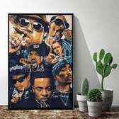 Allernieuwste Canvas Schilderij Hip Hop Legends 2PAC, Dr Dre, Snoop Dogg, Emenim, Biggie, Tupac, Ice Cube - met handtekeningen - Muziek old school - Poster - 50 x 70 cm - Kleur