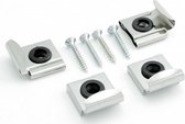 TQ4U spiegelklemmen - RVS - voor vlakke spiegels tot 6 mm - set van 2 vaste + 2 verende klemmen - inclusief schroeven