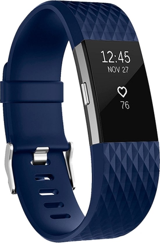 HIPFIT Siliconen bandje - Fitbit Charge 2 - Donker blauw - Large