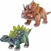 Combi van 2x knuffels dinosaurussen Triceratops van 43 cm en Stegosaurus van 47 cm - Dino cadeau artikelen