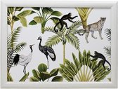 2x Schootkussens/laptrays jungle wit met aap luipaard  vogel print 33 x 43 cm - Botanisch - Schoottafel - Dienblad voor op schoot
