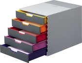 Boîte à tiroirs Varicolor durable avec 5 tiroirs et couleur grise