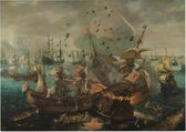 Slag bij Gibraltar in 1607, Cornelis Claesz. van Wieringen - Foto op Posterpapier - 42 x 29.7 cm (A3)