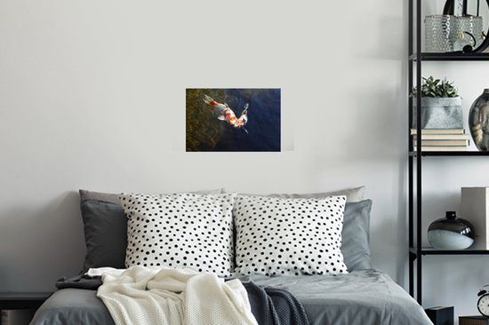Sticker Muursticker carpe koï - Deux carpes koï dans l'eau - 30x20 cm - feuille adhésive autocollante - sticker mural repositionnable