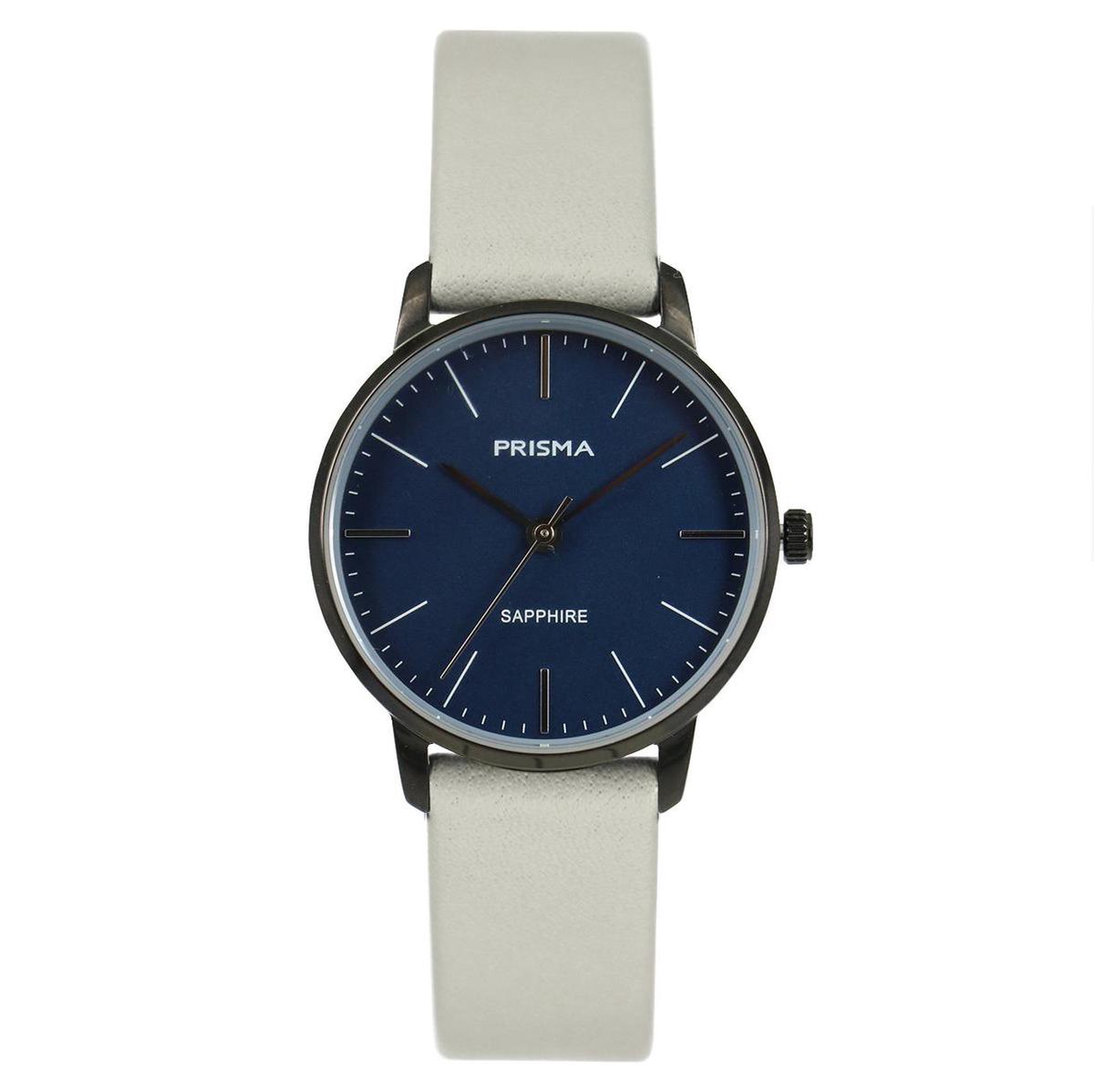 Prisma Horloge P.2093.819E Zwart-Blauw - leder grijs 5 ATM