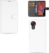 Geschikt voor Samsung Galaxy Xcover 5 Hoesje Wit met Pasjeshouder