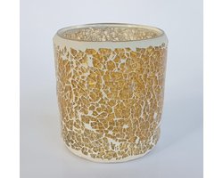 Goldbach - windlicht - glas - oker / oranje - 10 cm hoog