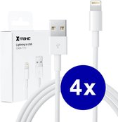 USB naar Lightning Kabel - 4 stuks - 1 meter - Wit - Geschikt voor Apple iPhone 6,7,8,9,X,XS,XR,11,12,13,14 - iPhone oplader kabel - iPhone lader kabel - Lightning USB kabel