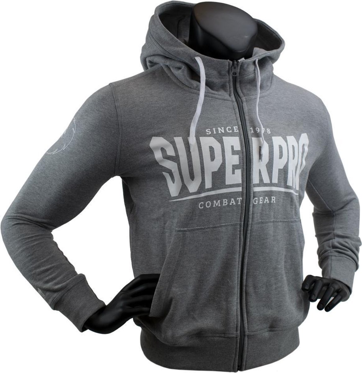 Super Pro Hoody met Rits S.P. Logo Grijs/Wit Extra Extra Large