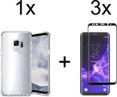 Samsung S9 Hoesje - Samsung Galaxy S9 hoesje shock proof case hoes hoesjes cover transparant - Full Cover - 3x Samsung S9 screenprotector