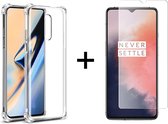 OnePlus 7 hoesje shock proof case transparant hoesjes cover hoes - 1x OnePlus 7 screenprotector