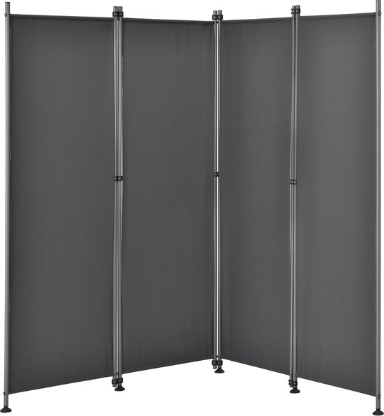 Paravent de Confidentialité Brise-Vue Séparateur à 4 Panneaux Résistant pour Extérieur Intérieur Acier Polyester 215 x 170 cm Gris [pro.tec]