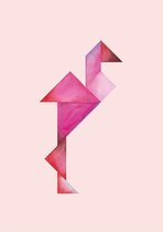 Okika Poster - Flamingo Roze - 30 X 30 Cm - Roze