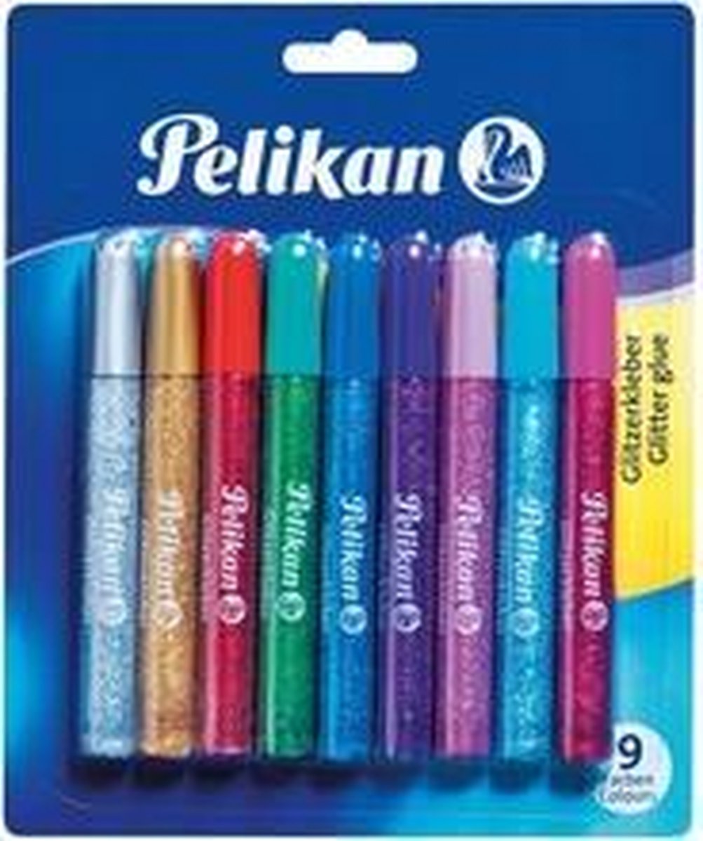 Pelikan glitterlijm, 10,5 ml, blister van 8 stuks in geassorteerde kleuren