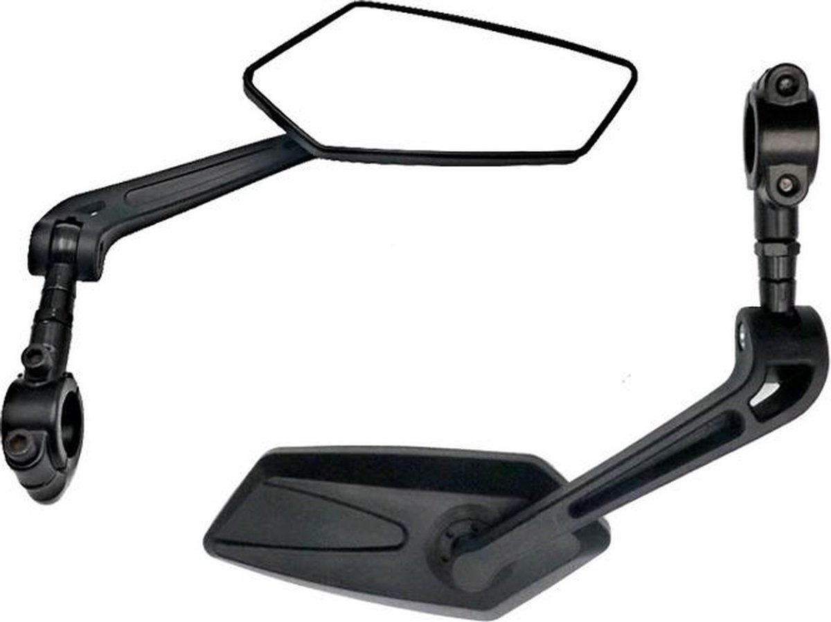 Verstelbare Fiets Stuur Spiegels - Achteruitkijkspiegel - Fiets Veiligheid - Stuurbevestiging - Zwart - 2 stuks