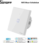 Sonoff - WiFi + RF - Enkelpolige schakelaar -  Wit - Touchschakelaar - Glazen paneel - Model: TX | T0EU1C -  Geschikt voor Google home & Amazon Alexa