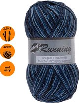New Running donker blauw (328) - gemêleerd dunne sokkenwol - scheerwol en polyamide - pendikte 2,5 a 3mm - 1 bol van 100 gram