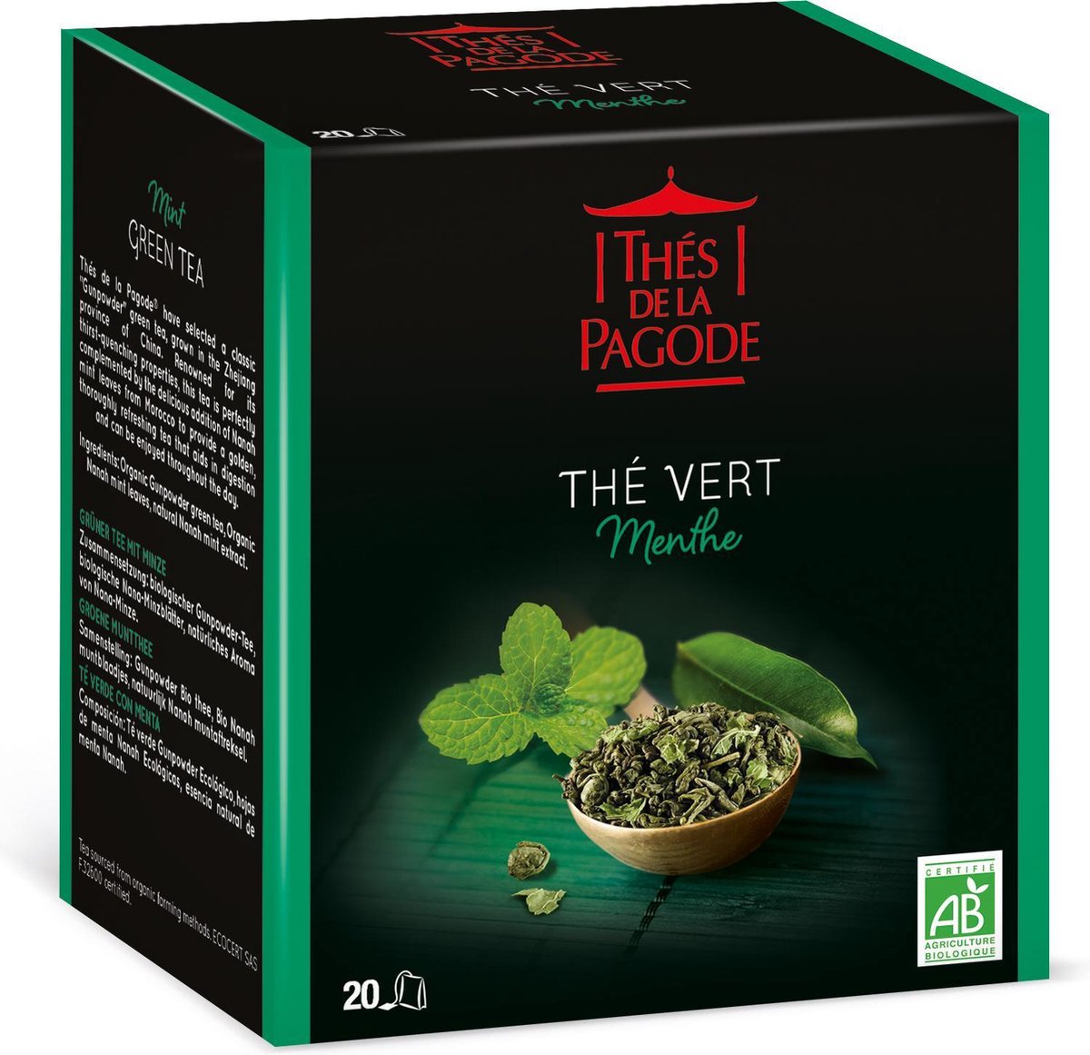 Thes de la Pagode - Groene thee - Muntthee - Biologisch (20 theezakjes)