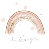 Muurcirkel regenboog - I love you | 20x20cm | Kinderkamer muurcirkel | Inclusief bevestigingstape