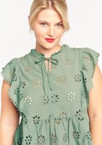 LOLALIZA Blouse met broderie anglaise - Khaki - Maat 34