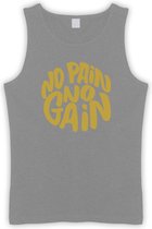 Grijze Tanktop met " No Pain No gain “ print Goud size XL