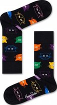 Happy Socks Cat Sokken Heren - Zwart met gekleurde katten - Maat 41-46