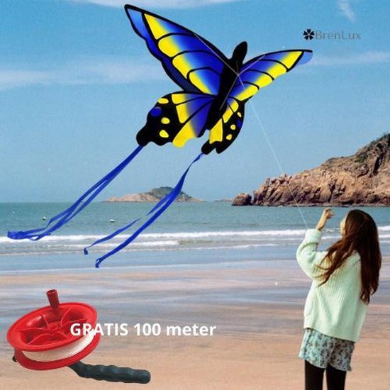 ✿BrenLux® Windvlieger vlinder- Windvlieger Butterfly met GRATIS 100 meter  touw -... | bol.com