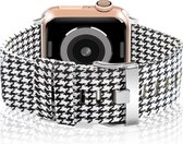 Compatible apple watch bandje - By Qubix - Canvas bandje - Zwart / Wit - Geschikt voor Apple Watch 42mm / 44mm / 45mm - Apple watch series 3/4/5/6/7
