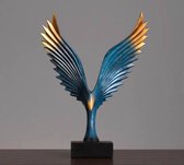 Beeld arend - 32 cm - Donkerblauw met gouden accenten - Vogel - Deco - Decoratief