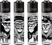 Clipper Classic Large Aanstekers "Monkeys" (4 Stuks)