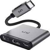 usb c naar hdmi - uni USB C-HDMI-adapter 3-in-1, USB-C Multiport Adapter 3-in-1, ondersteunt 100 Watt opladen en 4K HDMI, compatibel voor iPad Pro 2020/2018, MacBook, Galaxy S20 and More - Ru