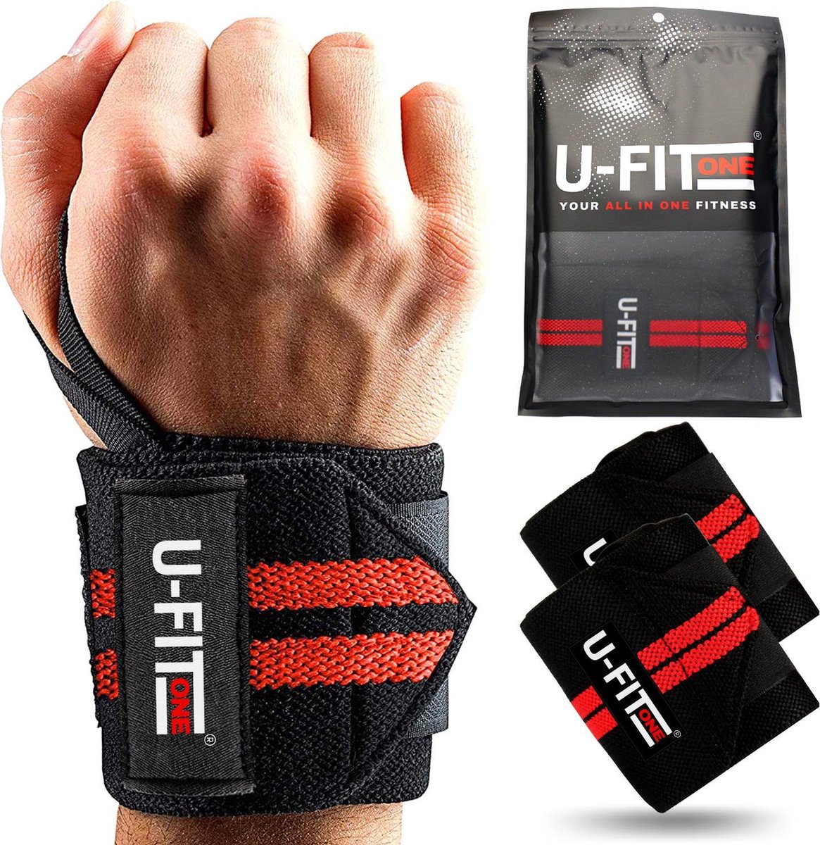 U Fit One 2 Stuks Wrist wraps - krachttraining - Polsbrace - Pols wraps - Polssteun - Polsbandage -