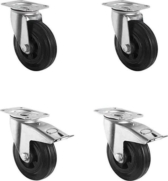 CASCOO Lot De 4 Roulettes Pivotantes Avec Bloqueurs - Charge Max 3000 Kg, Diamètre 200 Mm, Polyamide, Double Roulement à Billes
