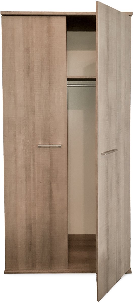 Kledingkast 2 Deurs - 187 x 83 x 54cm - Donker Grijs Hout - Bavel