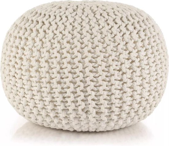 Pouf en laine - pouf - repose-pieds - repose-pieds - pouf assis - pouf - design moderne - tricoté - mini canapé - banc - adapté à n'importe quelle pièce - blanc