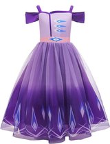 Prinses - Sprankelende paarse Elsa jurk - Frozen 2 - Prinsessenjurk - Verkleedkleding - Maat 134/140 (140) 8/9 jaar