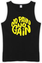 Zwarte Tanktop met " No Pain No gain “ print Geel size XXL