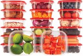 OURSSON Voedselopslagcontainers met deksels – Voor lunch, snacks, fruit, herbruikbaar | Vaatwasmachinebestendig - Magnetron- en vriesvriendelijk - Lekvrij | CP10081S/RD (20 x 400 m