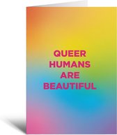 Kaart - Queer Humans - LGBTQ - Wenskaart - Regenboog - Cadeau - LHBT - Verjaardag - Vriendin